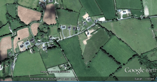 Preban Graveyard & St Aidan's Holy Well (taken fro Google earth)