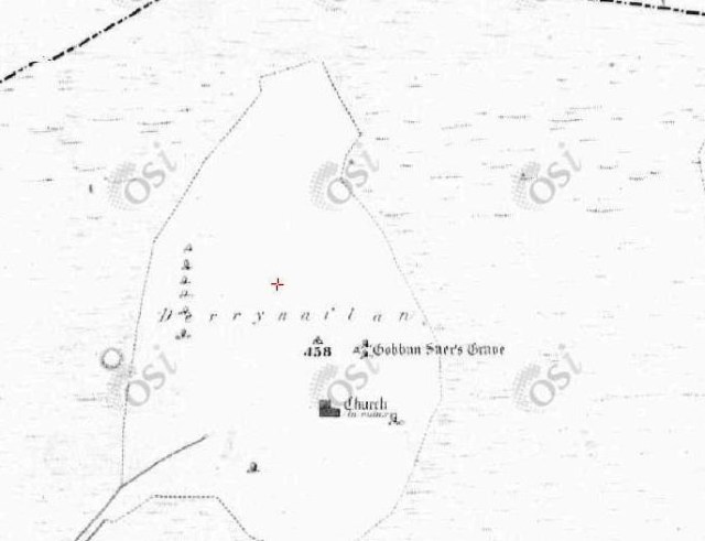1st ed Ordnance Survey map of Derrynaflan from http://maps.osi.ie/publicviewer/#V1,617960,649614,6,8